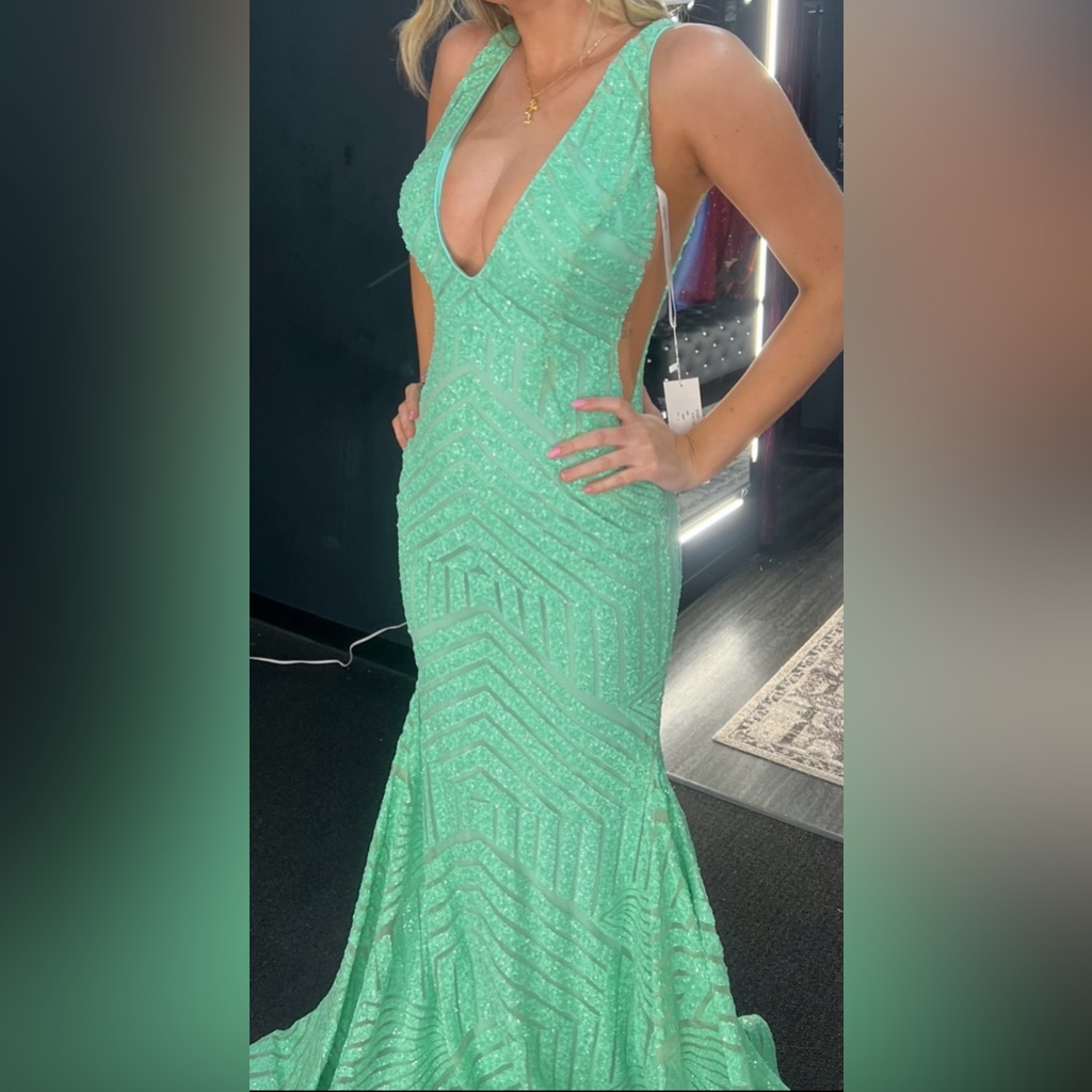 Jovani Mint Sequin Mermaid Gown